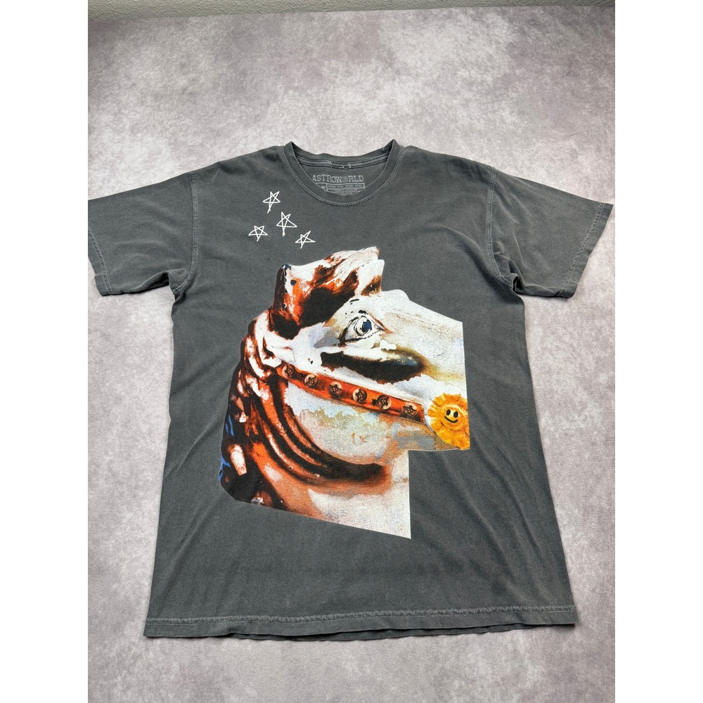 Travis Scott Astroworld Wish You Were Here Tour T-Shirt Mens Medium Faded Black